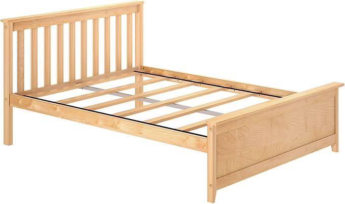 Plank+Beam Solid Wood Full Bed Frame, Platform Bed with Headboard, Natural