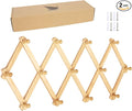 AMAPON Accordion Style Expandable Wall Wooden Coat Rack 13 Hooks (Pegs) Hang Hats Jackets Coffee Mug Purses Necklaces Towels Cap Leash Scarves Data Line Kitchenware (2 Pack)