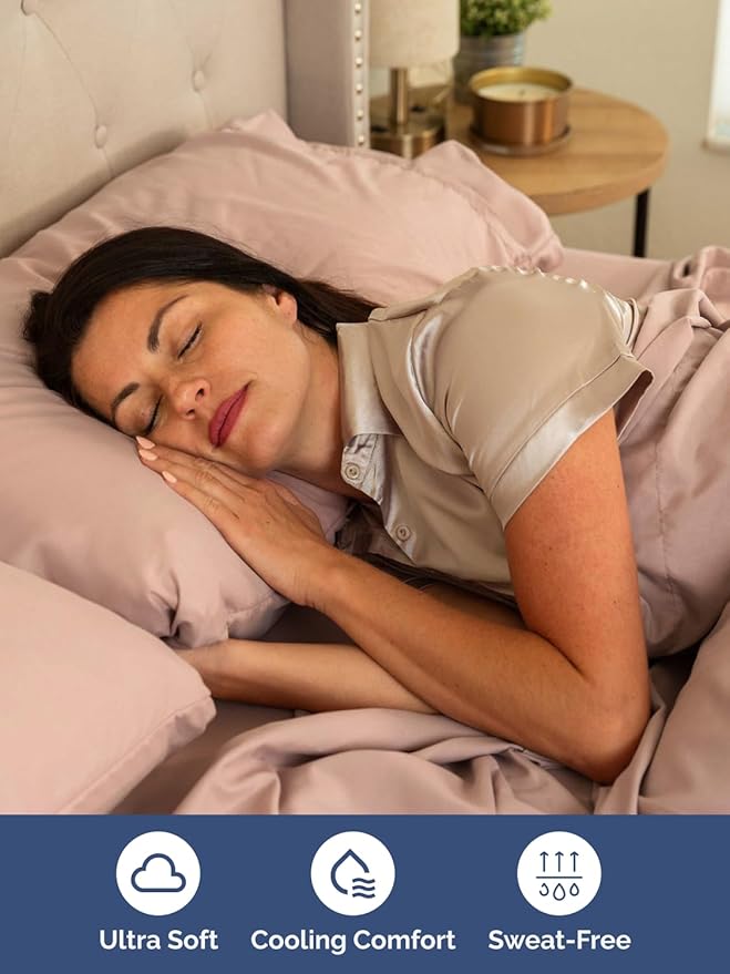 Extra Deep Queen Sheet Set - 6 Piece Breathable and Cooling Sheets - Hotel Luxury Bed Sheets Set - Easy & Secure Fit - Soft, Wrinkle Free and Comfy Sheets Set - Mauve Sheet Set with Extra Deep Pockets