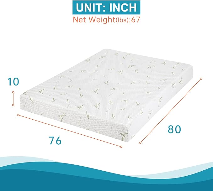 BestMassage | 10 Inch King Mattress | Gel Memory Foam | Medium Firm Feel | White | Bed in a Box, CertiPUR-US Certified | Pressure Relief, Cooling Ventilated Foam | Breathable Knit Cover