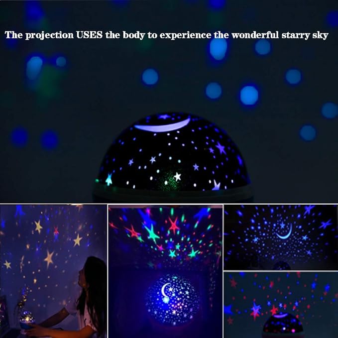 Borelor Star Night Light for Kids, 12 Color Changing Lights Modes with USB Cable, 360°Rotating Moon Star Projector Desk Lamp for Bedroom Party Decor & Girls Birthday Gift (Black)