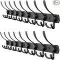 Coat Rack Wall Mount with 8 Tri Hooks, Stainless Steel 24 Inch – Black Matte Finish, Heavy Duty Wall Mounted Hook Rack for Coats, Hats, Towels, Scarfs, Robes, Bags, Entryway & Bathroom - 2 Pack