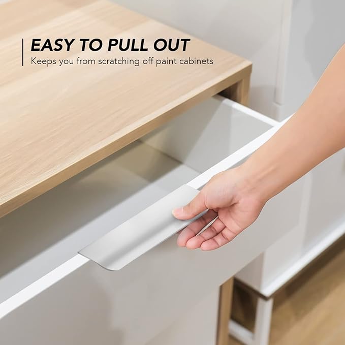 Ravinte Hardware 12 Pack Silver Cabinet Handles, 4.75 Inch (120mm) Finger Edge Pulls, 3.75 Inch Hole Center, Finger Pulls for Cabinets