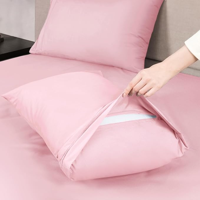 Mejoroom Full Size Sheet Set - Soft Microfiber Bed Sheets - Deep Pocket Fitted Sheet, Breathable, Wrinkle & Fade Resistant - 4 Piece (Full, Blush Pink)