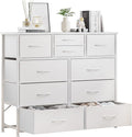 LUMTOK 10-Drawer Dresser, Fabric Storage Dressers Drawers for Bedroom, Hallway, Nursery, Closets, Steel Frame, Wood Top, Easy Pull Handle (White)