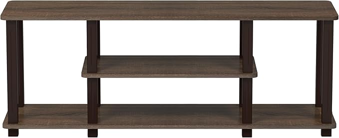 Furinno Turn-N-Tube No Tools 3D 3-Tier Entertainment TV Stand up to 50 inch TV, Square Tubes, Walnut/Brown