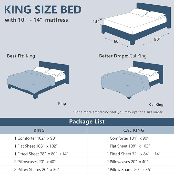 CozyLux King Size Comforter Set Forest Green - 7 Pieces Bed in a Bag King, Luxury Soft Bed Set for All Seasons, Bedding Set with Down Alternative Comforter, Sheets, Pillowcases & Shams
