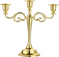 OwnMy 3 Arms Metal Candelabra Candlestick Silver European Elegant Candle Holder Candle Stand for Wedding Dining Table Christmas Party Home Decoration (Golden Tone)