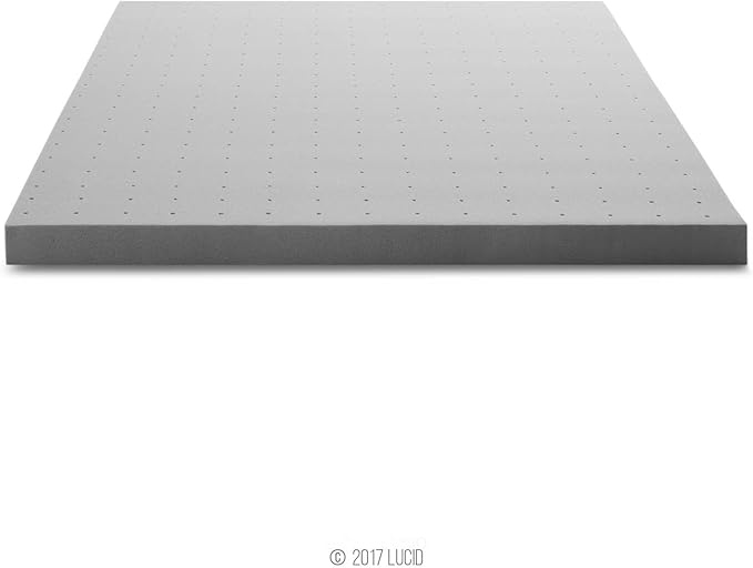 LUCID 3 Inch Bamboo Infused Memory Foam Mattress Topper - California King Size – Cooling Ventilation – Pressure Relieving Bed Topper - Mattress Pad – CertiPur Certified
