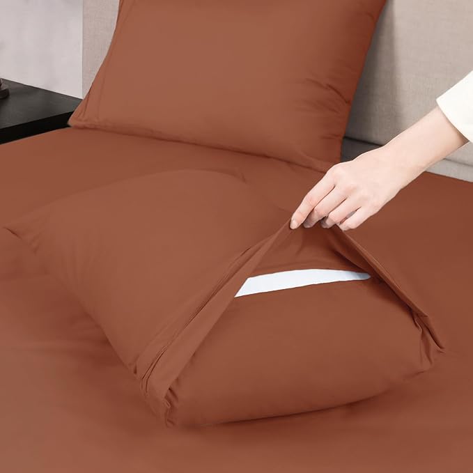 Mejoroom King Size Bed Sheet Set - Hotel Luxury 1800 Bedding Sheets & Pillowcases - 16" Deep Pocket Fitted Sheet, Soft, Wrinkle & Breathable, Fade Resistant - 4 Piece(King, Terracotta)