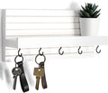 Decorative Key Holder for Wall with Shelf, Entryway Shelf with Hooks Holds Leashes, Jackets and Glasses – Sturdy Wood Keyholder Entrance Hanger with Mounting Hardware (White, Medium)