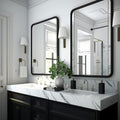 USHOWER 2-Pack Black Bathroom Mirrors for Over Sink 24 x 36 Inch, Metal Frame Rectangle Wall Mirror, Modern Farmhouse Vanity Mirror, Wall Mounted