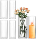 Hurricane Candle Holder,Open Ended Glass Candleholder Multiple Size Choices,Clear Cylinder Glass Candle Holder for Wedding Centerpieces, Home Decor(6 PCS,H:10" D:4")
