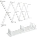 SKOLOO Hat Rack for Wall with 14 Hooks, Pack of 2, Solid Wooden, Modern, Expandable Coat Rack Wall Mount for Coats, Hats, Bags, Baseball Caps, White