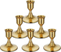 6PCS Brass Gold Taper Candle Holders, Vintage Metal Candlestick Holders for Dinner Room Table Centerpiece or Mantel Wedding Party Decor