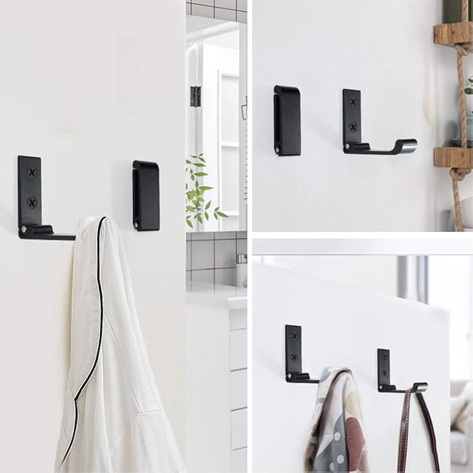 Folding Coat Hooks, Matte Black Wall Hooks for Hanging Coats Bathroom Towel Hooks Hardware Heavy Duty Aluminum Alloy Robe Hooks Wall Mounted DIY Coat Rack Hooks No Rust Indoor, Outdoor (6pcs-Black)