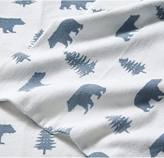 Eddie Bauer - Full Sheets, Cotton Flannel Bedding Set, Brushed For Extra Softness, Cozy Home Decor (Bears & Trees, Full)