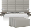 Vänt Upholstered Wall Panels - King/Cal King Size Wall Mounted Headboards – Zigrino Leather Oyster – Panel Size 39” Wide x 11.5” High - Pack of 4 Panels
