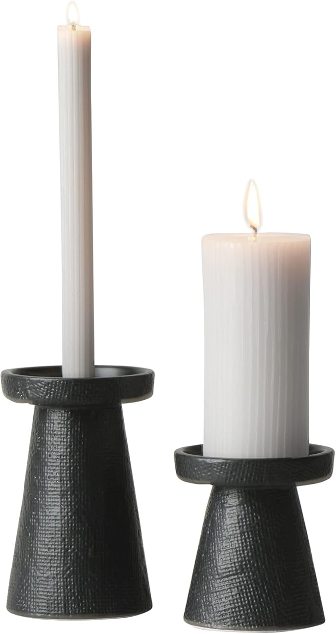 Main + Mesa Stoneware Pillar & Taper Candle Holders,(Pack of 8)