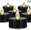Battery Operated LED Tea Lights: 24PACK Flameless Votive Candles Lamp Realistic and Bright Flickering Holiday Gift Long Lasting 200Hours for Seasonal & Festival Celebration Black