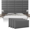 VANT Upholstered Headboards - Accent Wall Panels - Packs of 4 - Vintage Leather Gray Pewter - 30" Wide x 11.5" Height - Easy to Install - Queen - Full Size Headboard