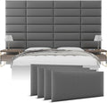 Vänt Upholstered Wall Panels - King/Cal King Size Wall Mounted Headboards - Vintage Leather Gray Pewter - Twin/King - Set of 4 Panels (Each Individual Panel 39"x11.5")