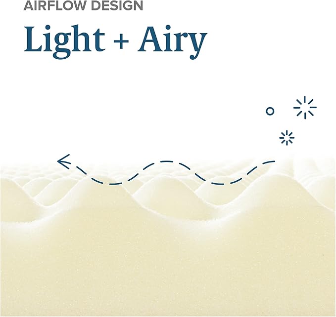 ZINUS 2 Inch Copper Cooling Memory Foam Mattress Topper With Airflow Design, Full, White