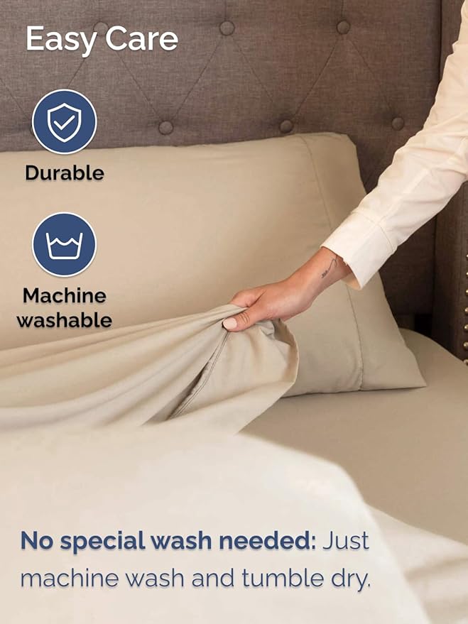 Extra Deep Queen Sheet Set - 6 Piece Breathable and Cooling Sheets - Hotel Luxury Bed Sheets Set - Easy & Secure Fit - Soft, Wrinkle Free and Comfy Sheets Set - Cream Sheet Set with Extra Deep Pockets