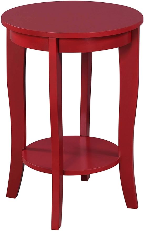 Convenience Concepts American Heritage Round End Table, Cranberry Red