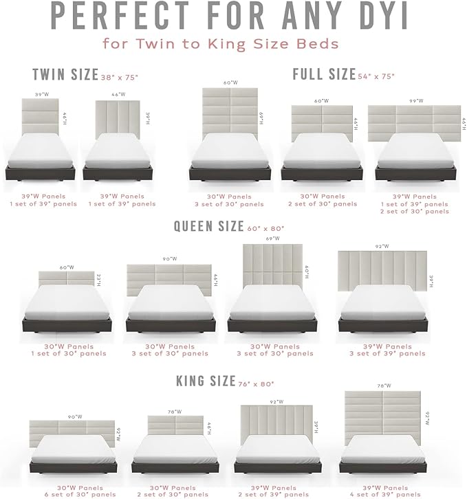 Vänt Upholstered Wall Panels - Queen/Full Size Wall Mounted Headboards - Micro Suede Grey - Set of 4 Panels (Each Individual Panel 30"x11.5")