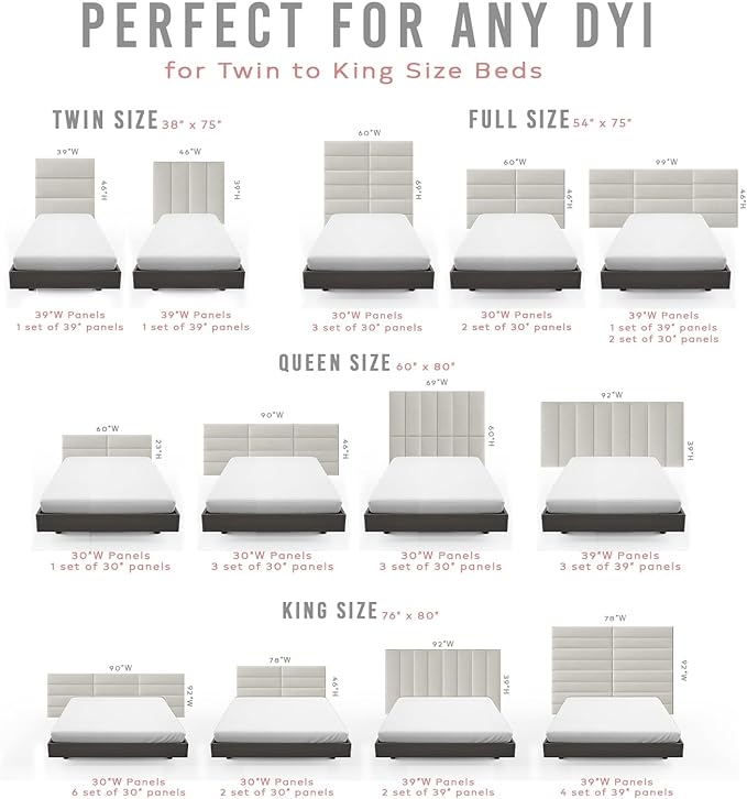 Vänt Upholstered Wall Panels - Queen/Full Size Wall Mounted Velvet Headboards - Velvet Ivory - Set of 4 Panels (Each Individual Panel 30"x11.5")