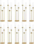 Vincidern 10pcs Gold 3 Arm Candelabra Taper Candle Holder for Table Centerpieces, 34in Tall Metal Candlestick Holder with Acrylic Lampshade for Wedding,Party,Holiday Christmas, Halloween Candelabra