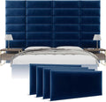 Vänt Upholstered Wall Panels - King/Cal King Size Wall Mounted Velvet Headboards - Velvet Navy - Twin/King - Set of 4 Panels (Each Individual Panel 39"x11.5")