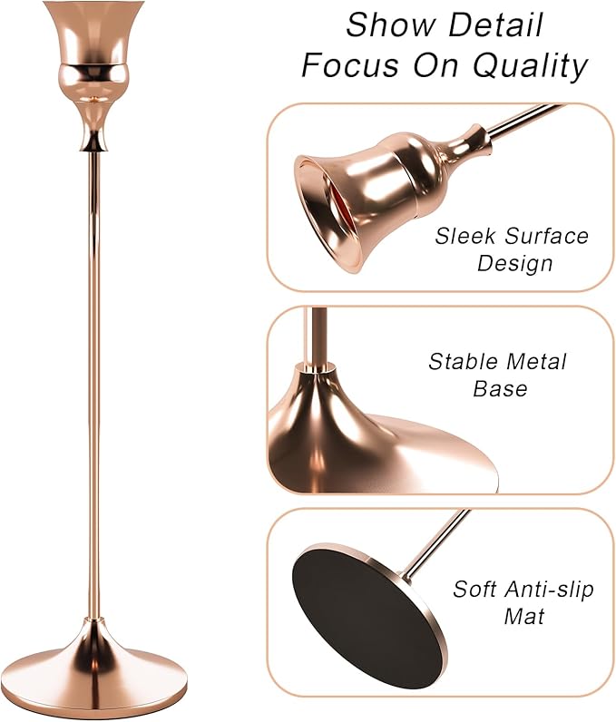 Candlestick Holders Rose Gold, 1 Pack Taper Candle Holder for Candlesticks, Candle Sticks Holder Decor for Home Decor