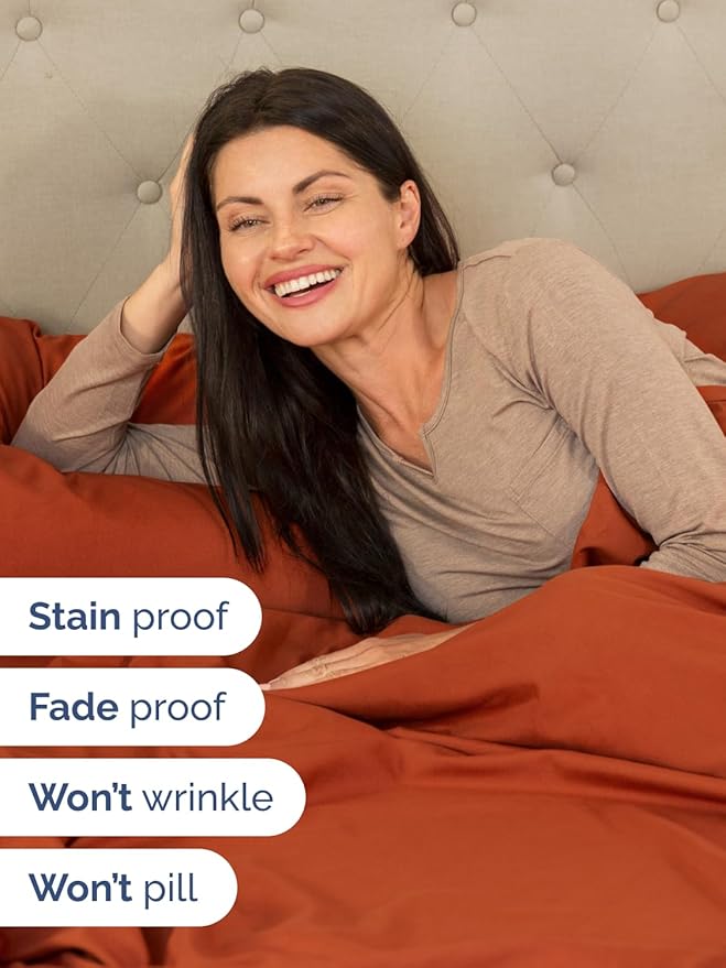 Extra Deep Queen Sheet Set - 6 Piece Breathable & Cooling Sheets - Hotel Luxury Bed Sheets Set - Easy & Secure Fit - Soft, Wrinkle Free & Comfy Sheets Set - Terracotta Sheet Set w/Extra Deep Pockets