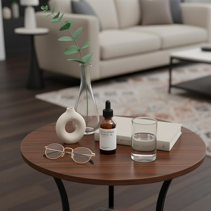 Dulcii Round Side Table for Narrow and Small Spaces,3 Tier Small Round End Table Sofa Side Table for Living Room,Small Bedside Table Round Nightstand for Bedroom