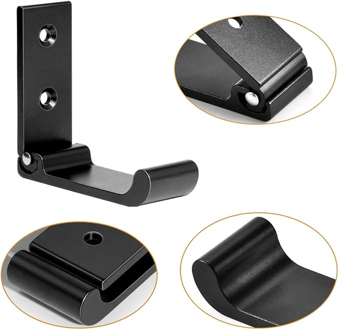 Folding Coat Hooks, Matte Black Wall Hooks for Hanging Coats Bathroom Towel Hooks Hardware Heavy Duty Aluminum Alloy Robe Hooks Wall Mounted DIY Coat Rack Hooks No Rust Indoor, Outdoor (10pcs-Black)