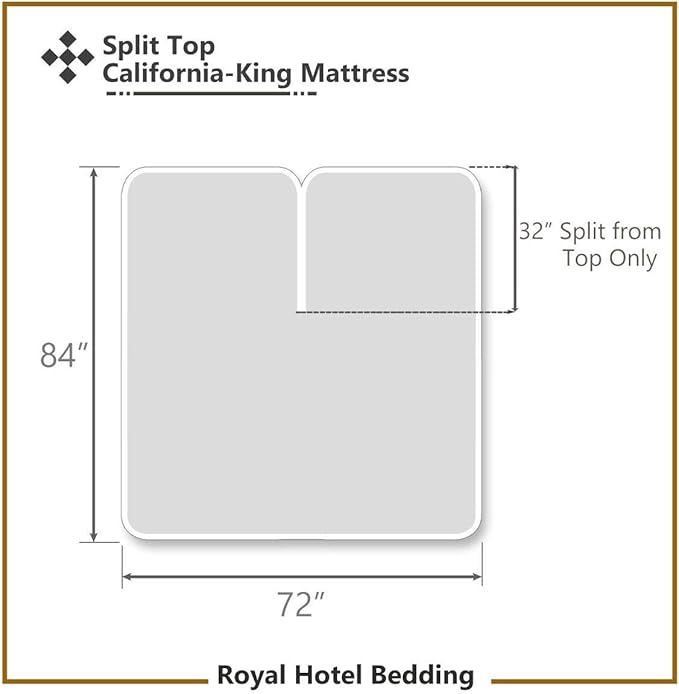 Royal Hotel Bedding Mattress Topper, Top-Split California King, 2 Inches Hypoallergenic Overfilled Down Alternative Anchor Bands Mattress Topper