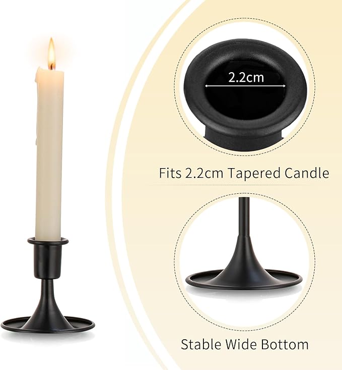 Black Candlestick Candle Holders for Taper : Romadedi Candle Stick Holder Vintage Table Centerpiece Halloween Decoration Wedding Christmas Fireplace Mantel Home Deocr Set of 2