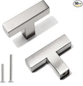 Cabinet Pulls Single Hole Cabinet Handles, 50 Pack Square Brushed Nickel Bar Cabinet Pulls Drawer Cabinet Knobs Cupboard Hardware Cabinet Handles, Stainless Steel Single Hole Cabinet Knobs