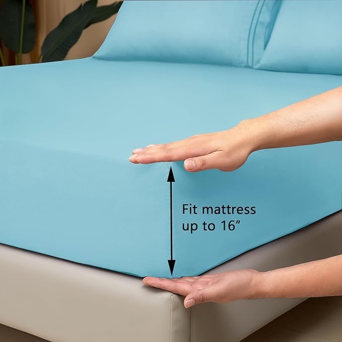 Mejoroom Twin XL Sheet Set - Hotel Luxury Microfiber Sheet & Pillowcase Sets Fits College Dorm Room Mattress - Soft, Breathable, Wrinkle & Fade Resistant - 3 Piece (Baby Blue)
