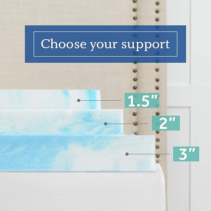 4" SealyChill™ Gel + Comfort Memory Foam Mattress Topper with Pillowtop Washable Allergen Resistant Cover, Full White