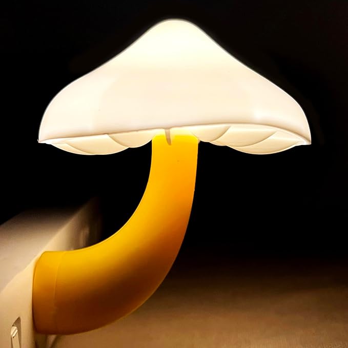 Night Lights Plug into Wall - 2-Pack Sensor LED Mushroom Light, Cute Energy Saving Mushroom Lamp for Kids Adults Living Room Bedroom Kitchen, Bathroom Toilet, Stairs, Hallway Corridor, Warm White