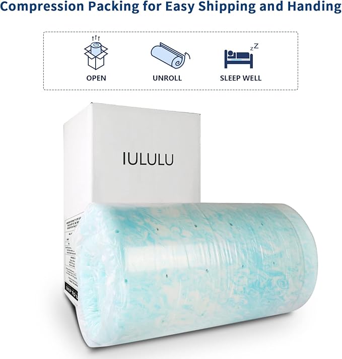IULULU Mattress Topper, 4 Inch Gel Memory Foam Mattress Topper, Twin, CertiPUR-US Certified