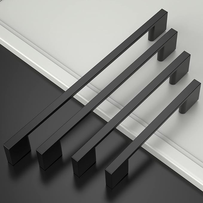 Asidrama 10 Pack 10 Inch(256mm) Matte Black Kitchen Cabinet Handles, Cabinet Pulls Kitchen Cabinet Hardware for Cupboard Drawer Pulls