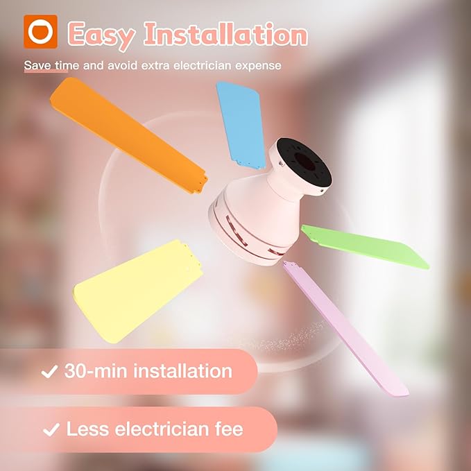 addlon Ceiling Fans with Lights, 42 Inch Low Profile Kids Ceiling Fan, Girl's Fan with Remote, Reversible, 3CCT, Dimmable, Quiet, Pink Small Ceiling Fan for Kids Room, Bedroom Indoor/Outdoor Use