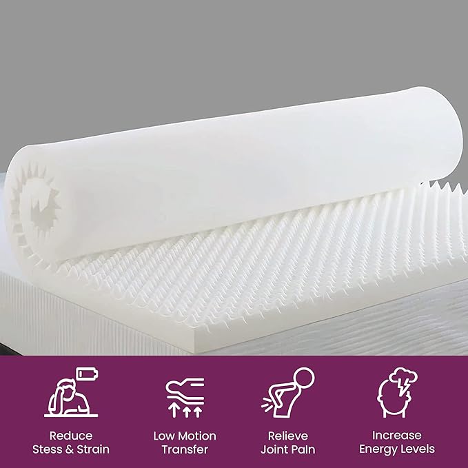 Mayton Convoluted Egg Shell 2-inch Breathable Foam Bed Topper | Makes Mattresses Comfortable and Relaxing, Provides Faster Pain Relief and Provides Orthopedic Beneficial Support, King, Off-White