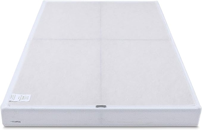 Amazon Basics Smart Box Spring Bed Base, 9-Inch Height Mattress Foundation, Tool-Free Easy Assembly, Cal King, 83"L x 71"W x 9"H, White
