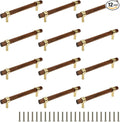 Drawer 6.69"/170mm Pulls Brass Walnut Kitchen Wardrobe Cabinet Hardware Pull Handle with Screw, 12Pcs