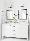 Black Metal Framed Pivot Rectangle Bathroom Mirror Tilting Beveled Vanity Mirrors for Wall, Overall 23.9 x 24 inches (Mirrror 20 x 24 inches)